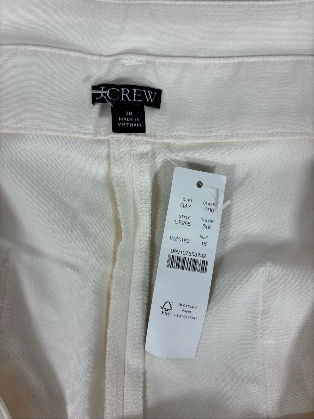 NWT J.Crew Ivory Belted Pleated Wide Leg Pants Size 18 - Picture 6 of 10
